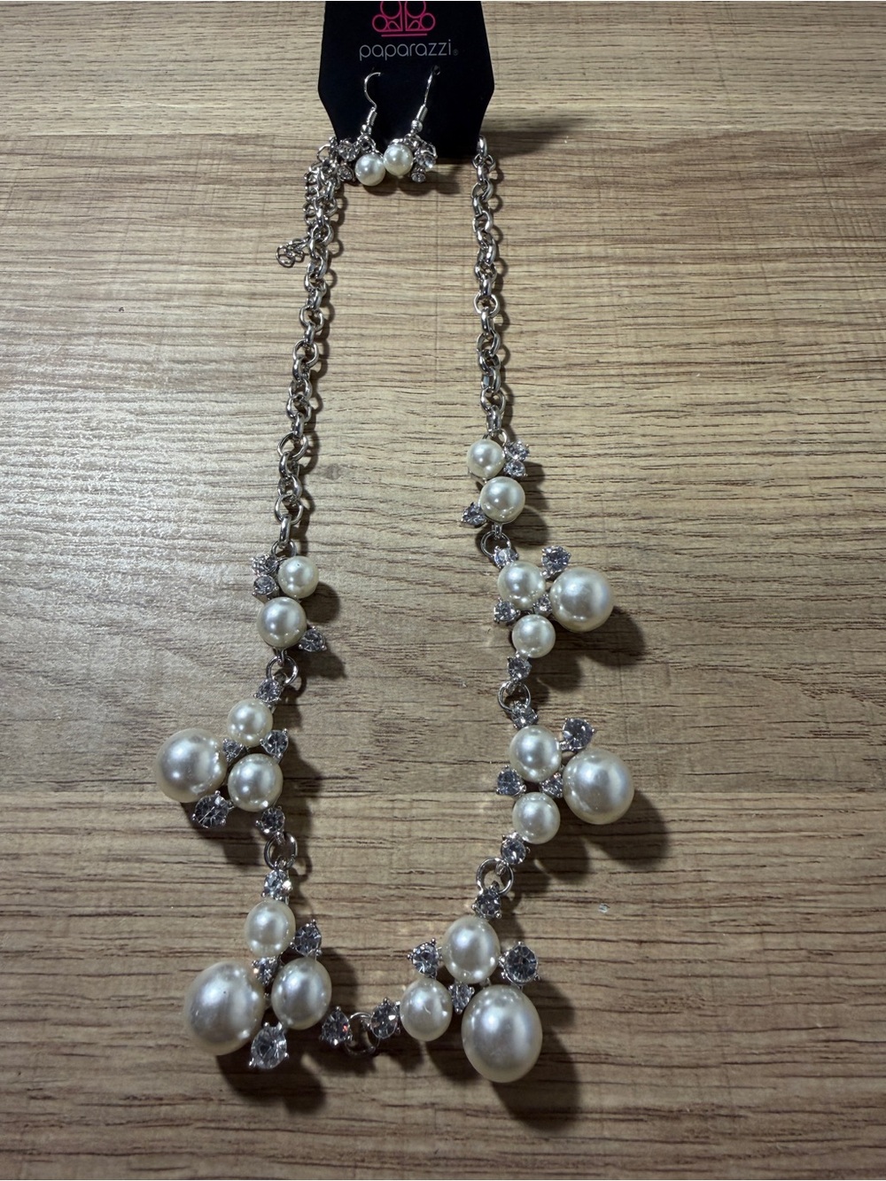 paparazzi Silver Faux Pearl Cluster Necklace - White Pearls
